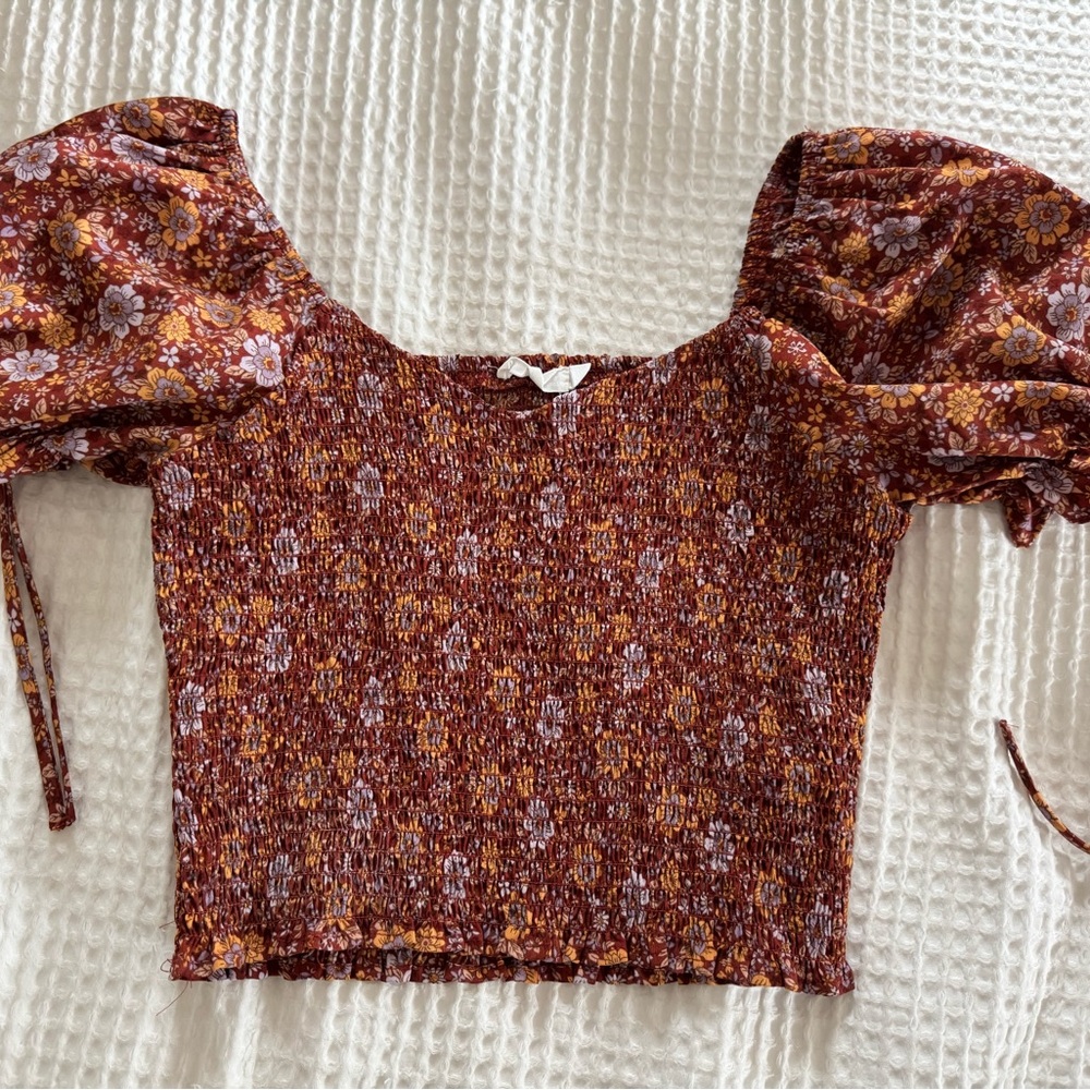 Lush Orange Puff Sleeve Top
